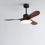 Modern Simple Wooden Blade Ceiling Fan with LED Light Image - 6