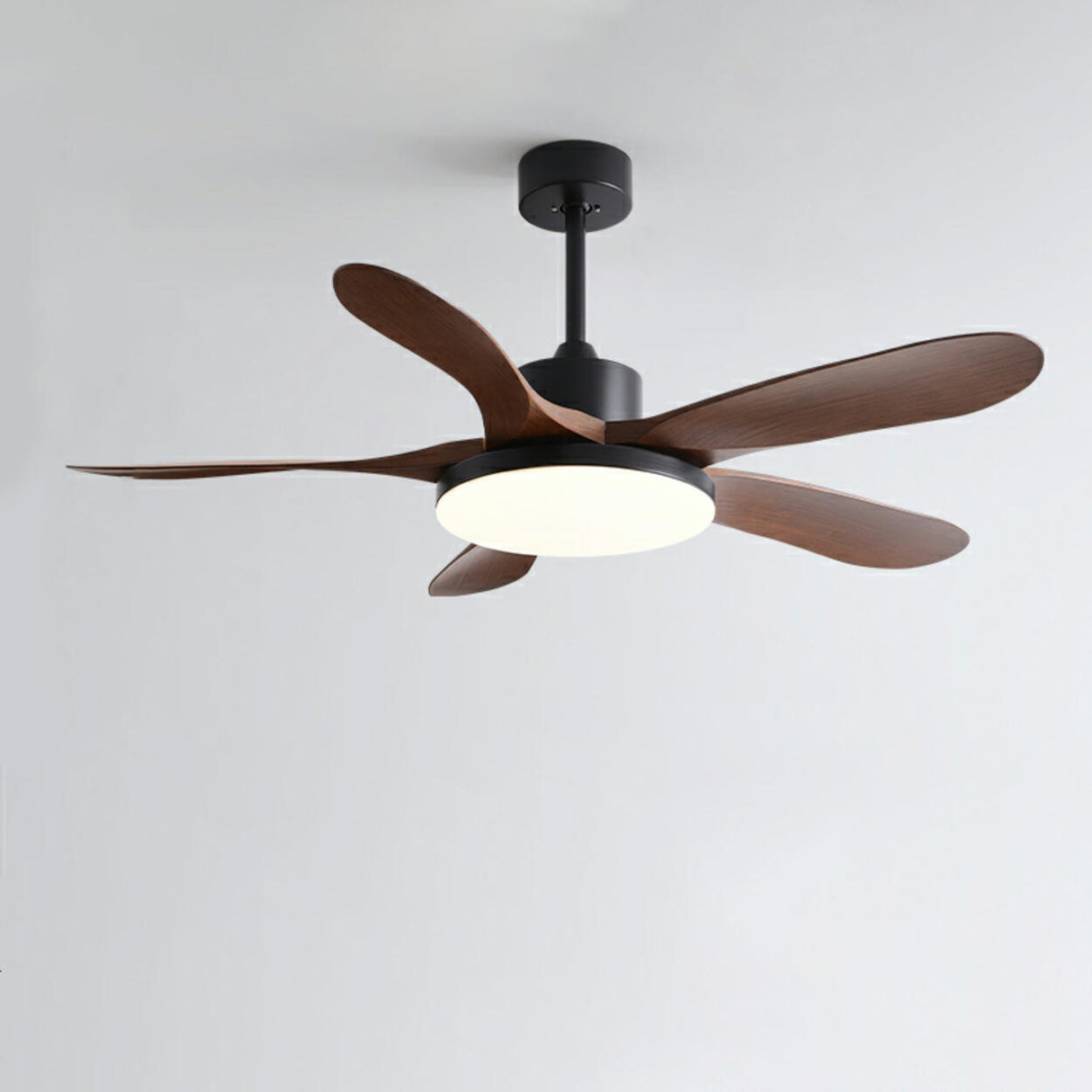 Modern Simple Wooden Blade Ceiling Fan with LED Light Image - 7