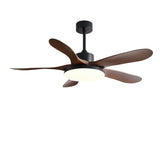 Modern Simple Wooden Blade Ceiling Fan with LED Light Image - 9