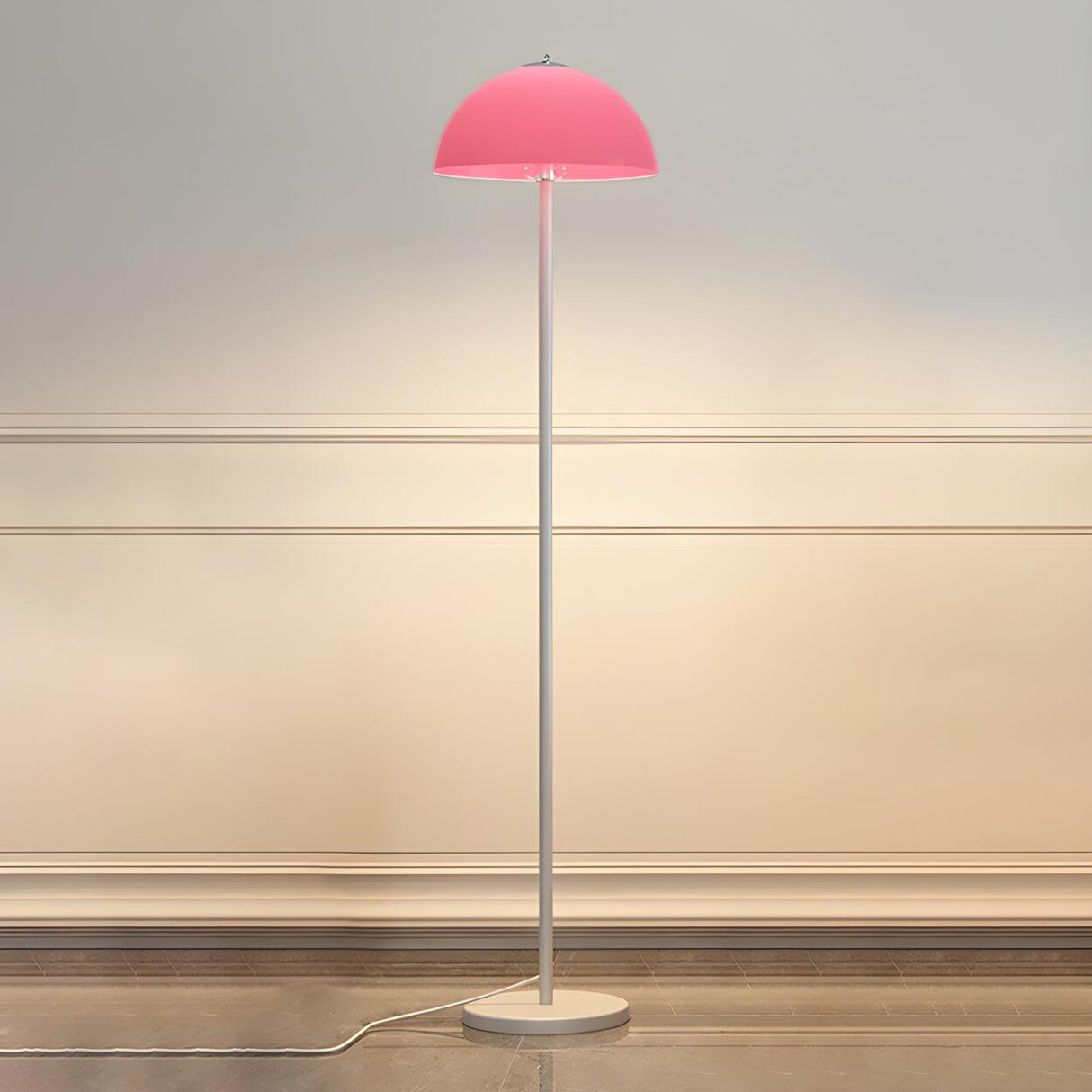 Modern Simple Yellow Dome Metal LED Floor Lamp Image - 3