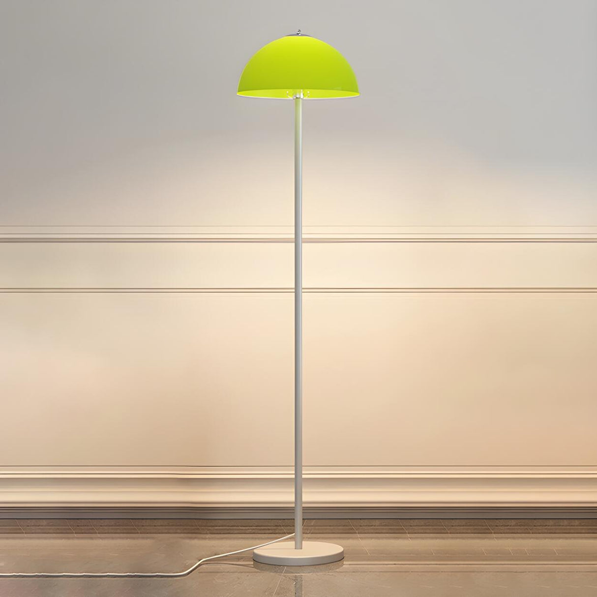 Modern Simple Yellow Dome Metal LED Floor Lamp Image - 7