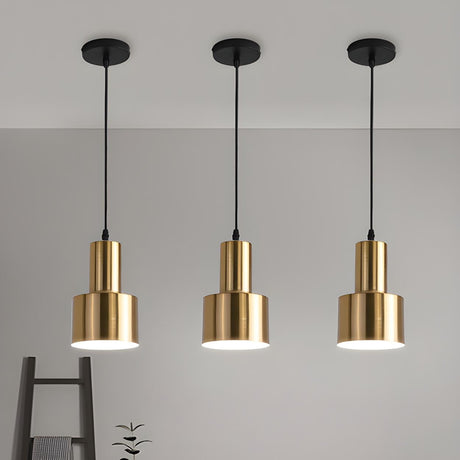 Modern Simplicity Gold Cylinder Metal Pendant Light Image - 1