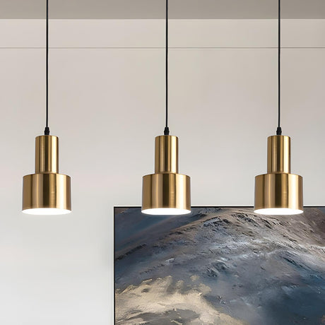 Modern Simplicity Gold Cylinder Metal Pendant Light Image - 2