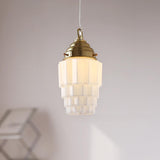 Modern Simplistic Geometric White Glass Pendant Light Image - 1