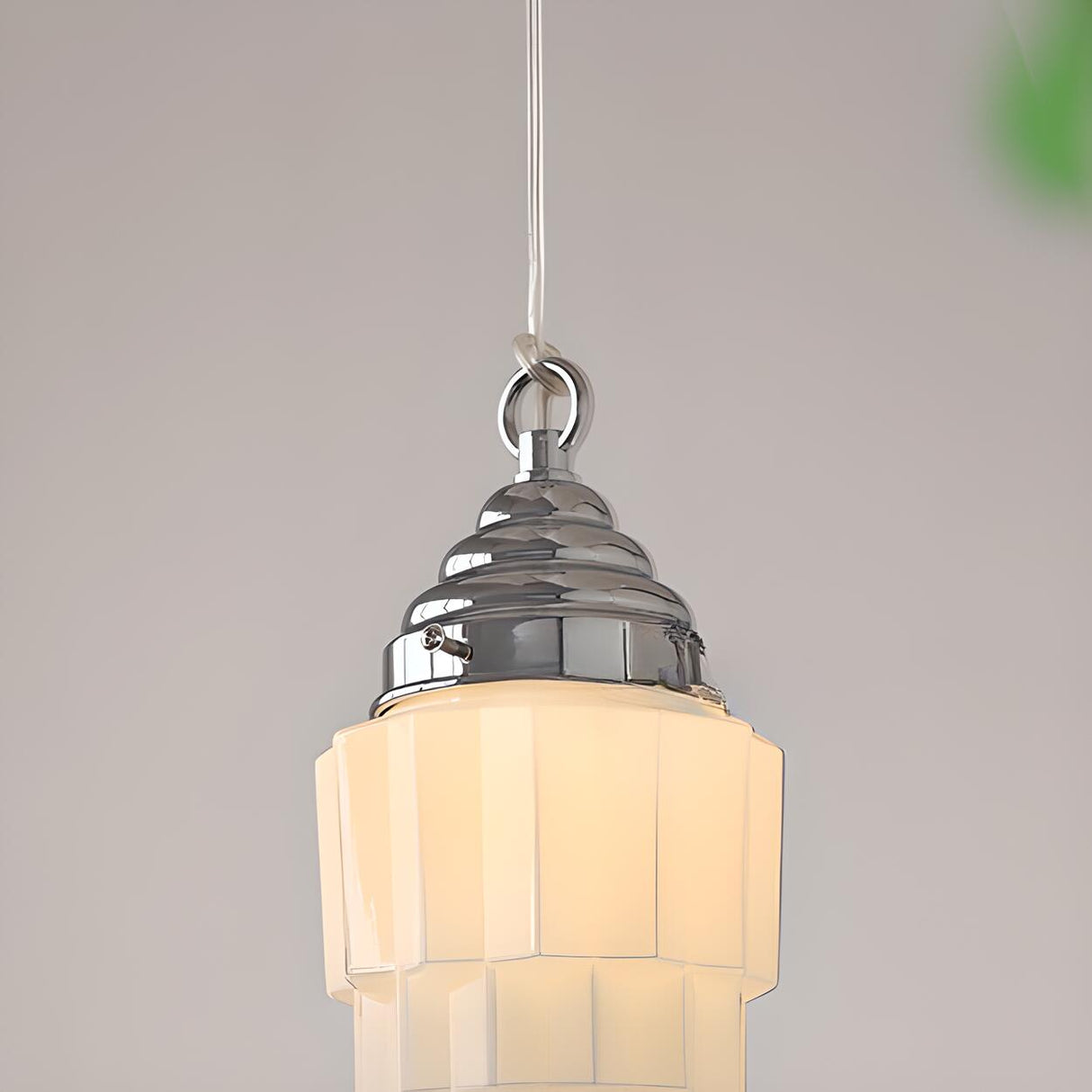 Modern Simplistic Geometric White Glass Pendant Light Image - 10