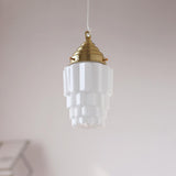 Modern Simplistic Geometric White Glass Pendant Light Image - 2