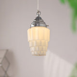 Modern Simplistic Geometric White Glass Pendant Light Image - 3