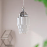 Modern Simplistic Geometric White Glass Pendant Light Image - 4