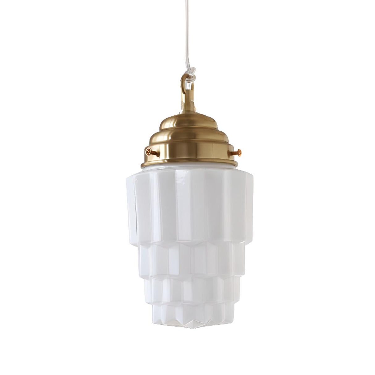 Modern Simplistic Geometric White Glass Pendant Light Image - 5