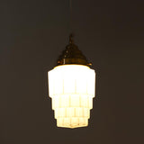 Modern Simplistic Geometric White Glass Pendant Light Image - 8