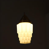 Modern Simplistic Geometric White Glass Pendant Light Image - 9