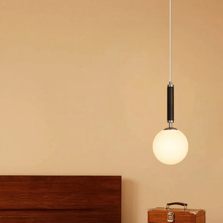 Modern Single Globe Pendant Light Adjustable Cord Bedroom Image - 1