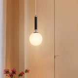 Modern Single Globe Pendant Light Adjustable Cord Bedroom Image - 2