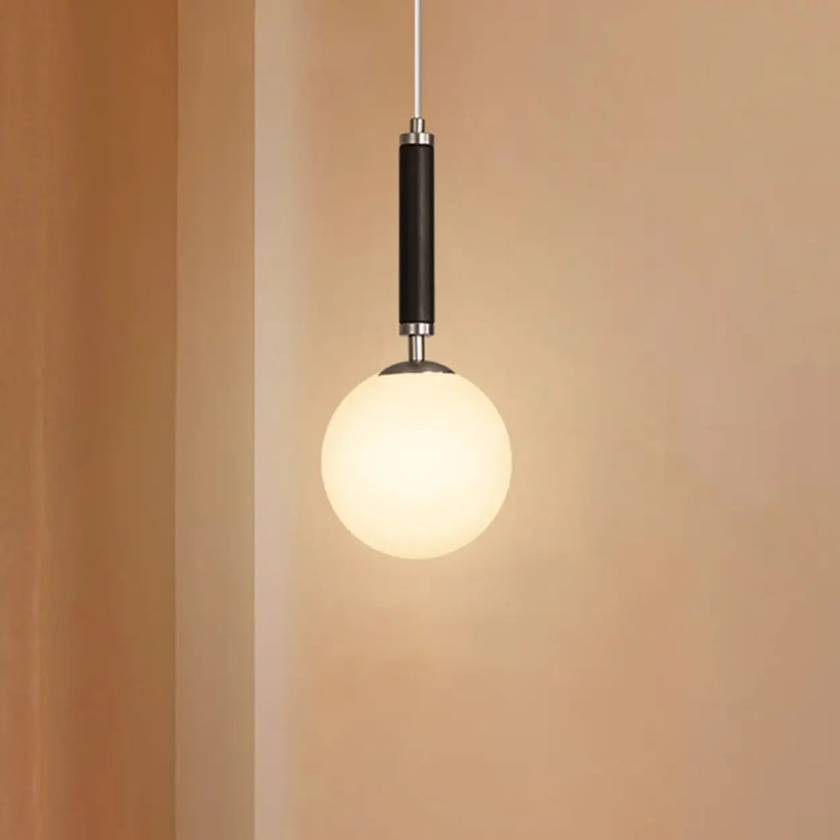 Modern Single Globe Pendant Light Adjustable Cord Bedroom Image - 8