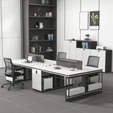 Modern Single Pedestal Office Desk Set with Storage Drawers Image - 1