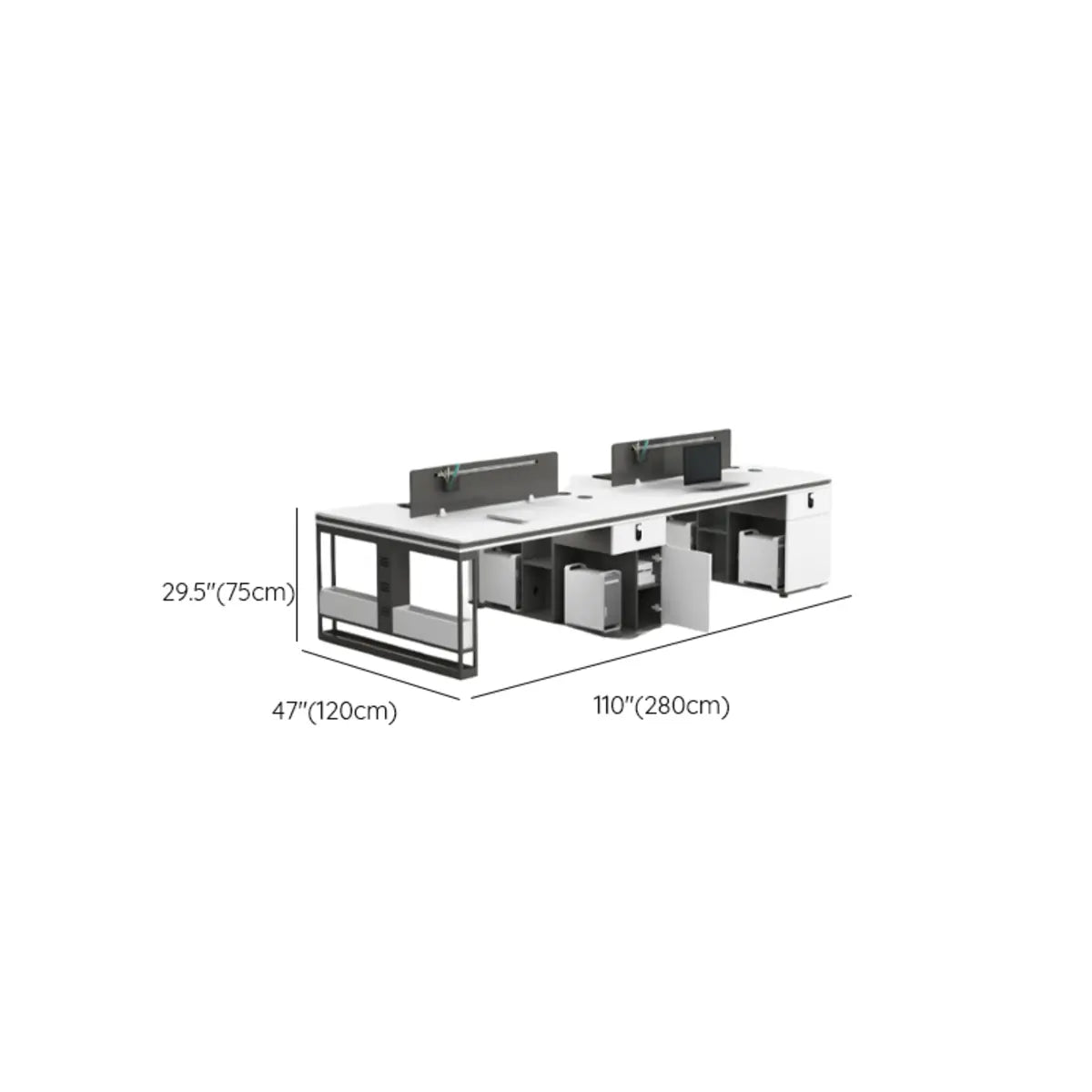 Modern Single Pedestal Office Desk Set with Storage Drawers Image - 28