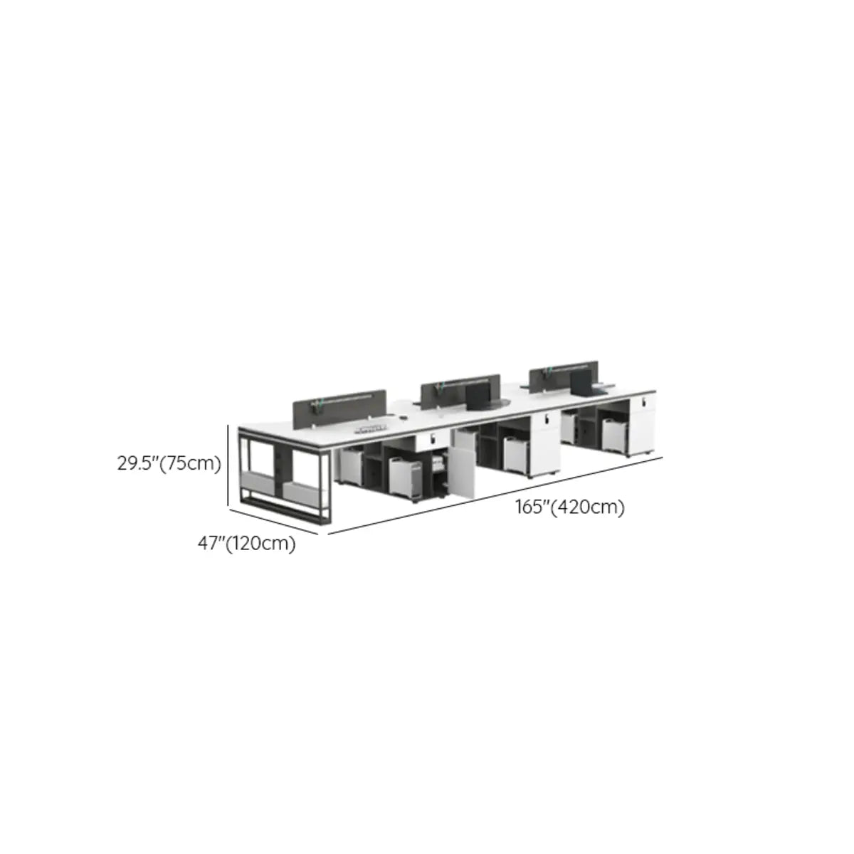 Modern Single Pedestal Office Desk Set with Storage Drawers Image - 29