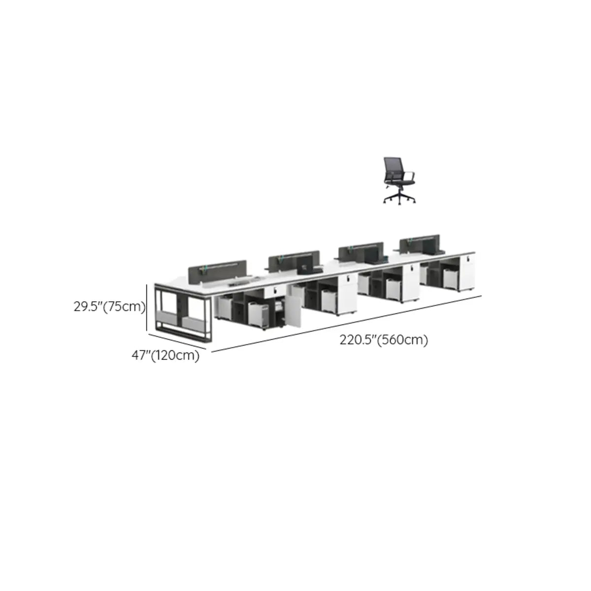 Modern Single Pedestal Office Desk Set with Storage Drawers Image - 51