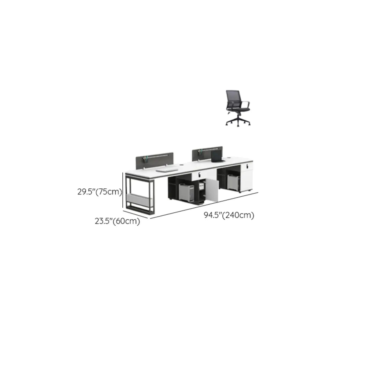 Modern Single Pedestal Office Desk Set with Storage Drawers Image - 52