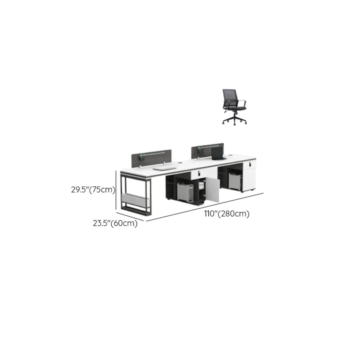 Modern Single Pedestal Office Desk Set with Storage Drawers Image - 53