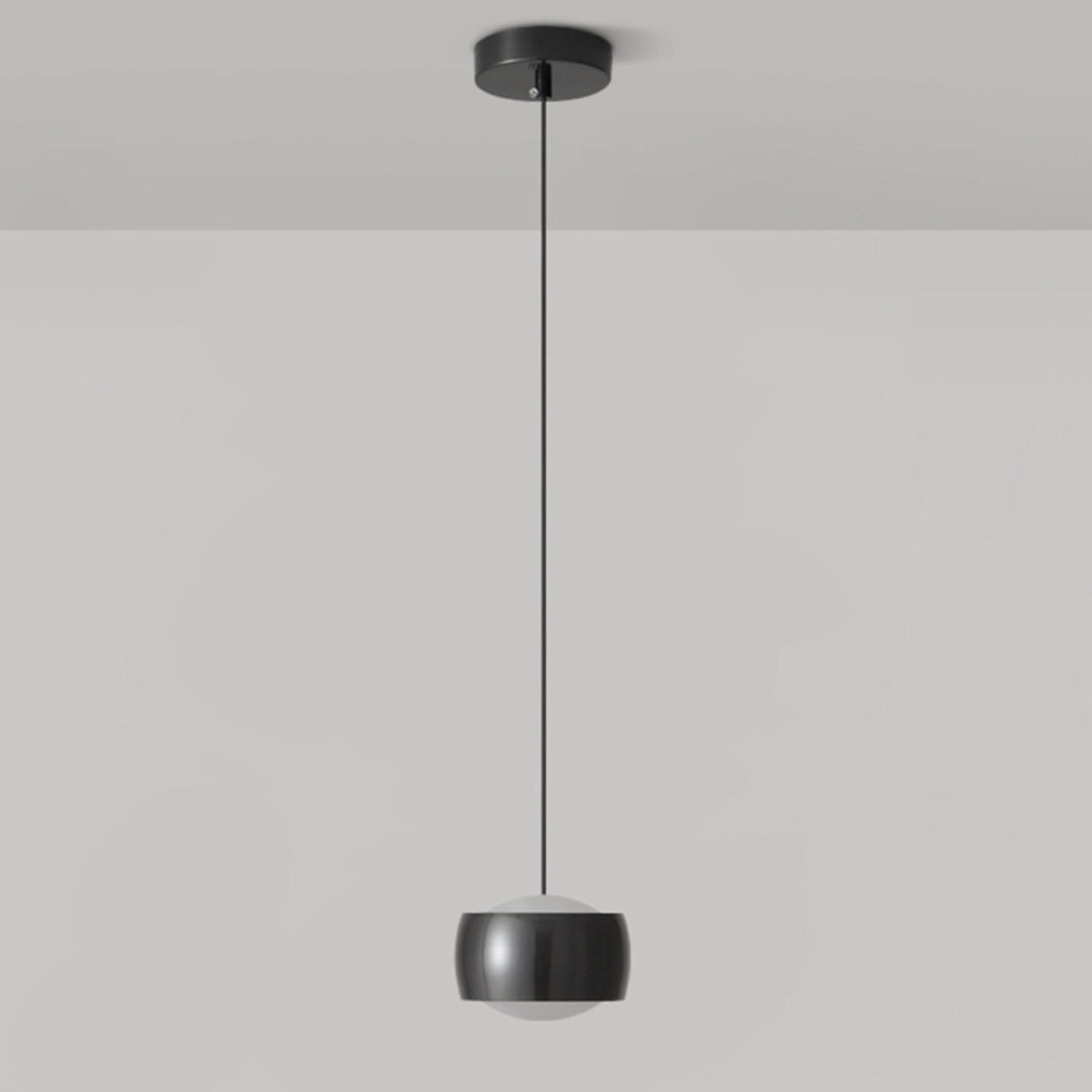 Modern Single Sphere Black Metal Bedroom Pendant Light Image - 7