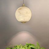 Modern Sintered Stone Marble Globe LED Pendant Light Image - 1