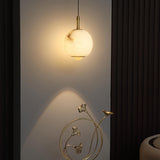 Modern Sintered Stone Marble Globe LED Pendant Light Image - 21