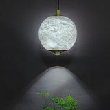 Modern Sintered Stone Marble Globe LED Pendant Light Image - 3