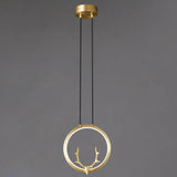 Modern Sitting Figure Circular Bedroom Pendant Light Image - 5