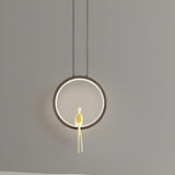 Modern Sitting Figure Circular Bedroom Pendant Light Image - 8