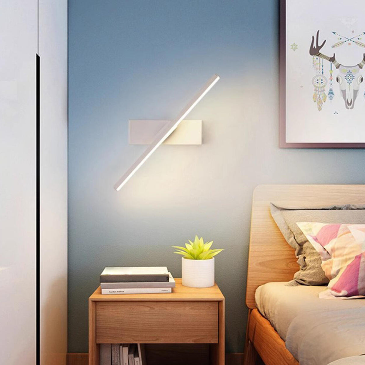 Modern Slant LED Bedroom Vanity Wall Light Fixture Image - 17