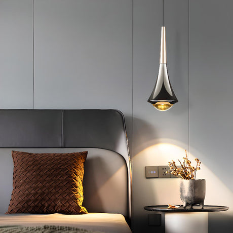 Modern Sleek Black Cone Pendant Light Bedroom Image - 1