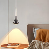 Modern Sleek Black Cone Pendant Light Bedroom Image - 4