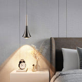 Modern Sleek Black Cone Pendant Light Bedroom Image - 5