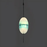 Modern Sleek Blue Glass Teardrop Dining Room Pendant Light Image - 12