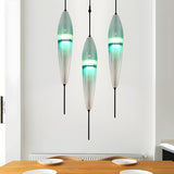 Modern Sleek Blue Glass Teardrop Dining Room Pendant Light Image - 13