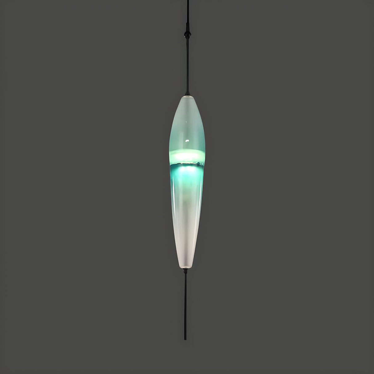 Modern Sleek Blue Glass Teardrop Dining Room Pendant Light Image - 16