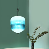 Modern Sleek Blue Glass Teardrop Dining Room Pendant Light Image - 17