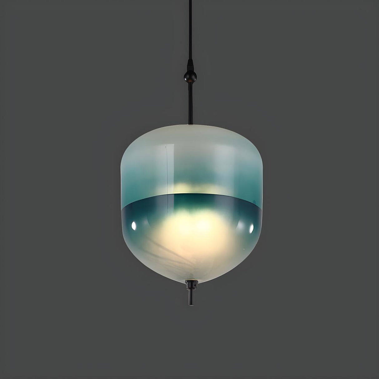 Modern Sleek Blue Glass Teardrop Dining Room Pendant Light Image - 20