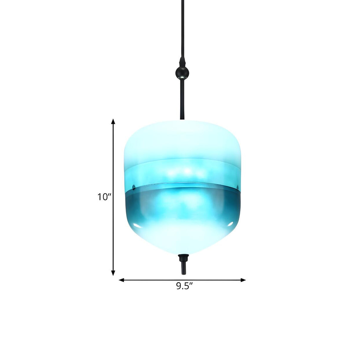 Modern Sleek Blue Glass Teardrop Dining Room Pendant Light 