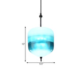 Modern Sleek Blue Glass Teardrop Dining Room Pendant Light #size