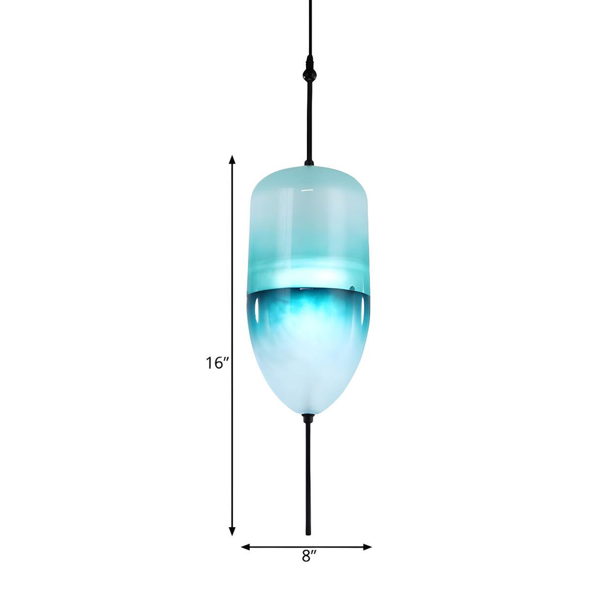 Modern Sleek Blue Glass Teardrop Dining Room Pendant Light Image - 22