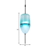 Modern Sleek Blue Glass Teardrop Dining Room Pendant Light Image - 22