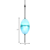 Modern Sleek Blue Glass Teardrop Dining Room Pendant Light Image - 25