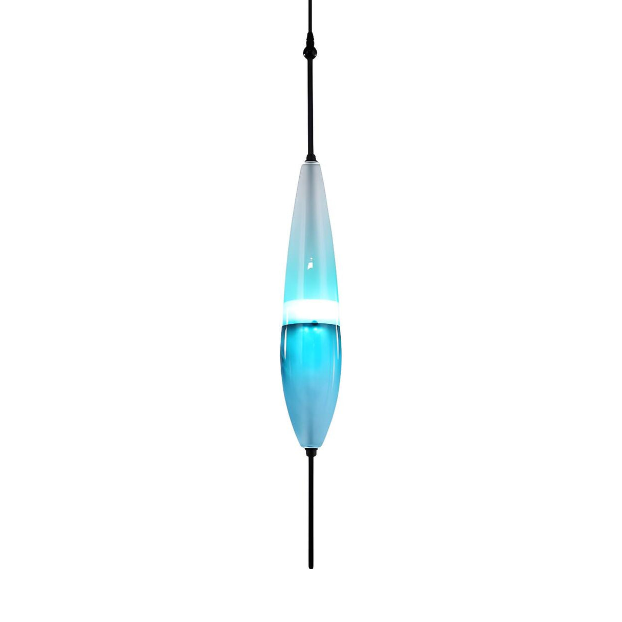 Modern Sleek Blue Glass Teardrop Dining Room Pendant Light Image - 3