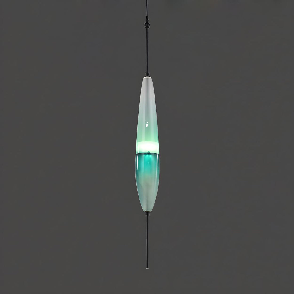 Modern Sleek Blue Glass Teardrop Dining Room Pendant Light Image - 4