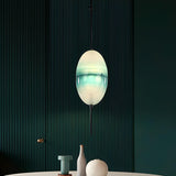 Modern Sleek Blue Glass Teardrop Dining Room Pendant Light Image - 9