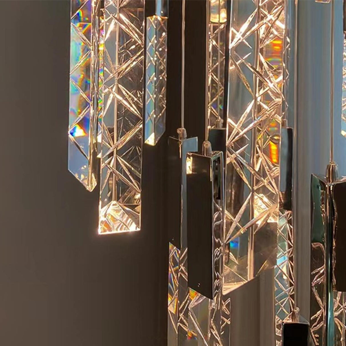 Modern Sleek Geometric Crystal Island Pendant Light Image - 10