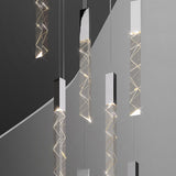 Modern Sleek Geometric Crystal Island Pendant Light Image - 14