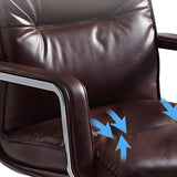 Modern Sleek Leather Brown Adjustable Comfort Office Chair Image - 12